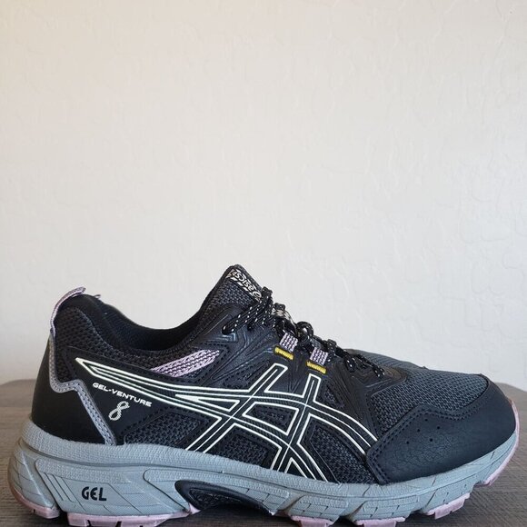 Asics Gel-Venture 8 Trail Running Shoe Sneaker Black/Ivory/Purple Women's 9 WIDE - Picture 1 of 12